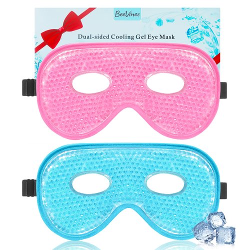 BeeVines Gel Eye Mask, 2 Pack XL Jumbo Size Cooling Ice Masks for Puffy Eyes for Men & Women, Cold & Warm Compress for Post Surgery, Puffiness, Allergies, Sinuses & Migraines Treatment