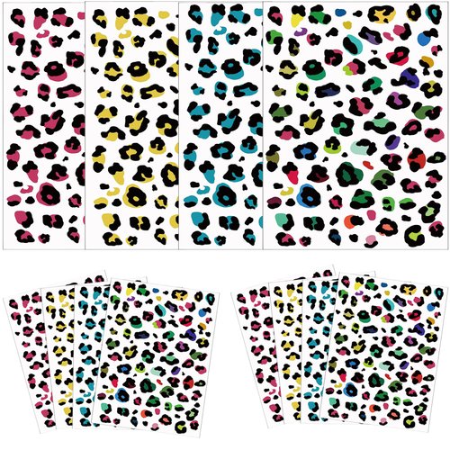 12 Sheets Gold Leopard Face Print Temporary Tattoos Stickers, Cheetah Temporary Tattoo Face Stickers for Women Birthday Party Costume Decoration Favors