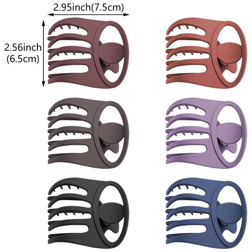 6 Pcs Flat Alligator Hair Claw Clips, 2.95 Inch French Curved Hair Clips Matte Volume Strong Hold Banana Barrettes Hair Clamps Jaw Clips for Women