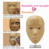Makeup Practice Face, Liflikee Makeup Mannequin Face with Makeup Practice Face Board,Silicone Full Face Practice Eyelash Eye Shadow, for Emerging Makeup Artist, Girl's Gift, Reusable makeup Face(C01)