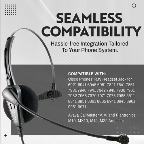 INNOTALK Telephone Headset Headphone for Cisco 8811 8841 8851 8861 8865 8941 8945 8961 and More - Call Center Noise Cancel Mic Office Desk Phone Headset