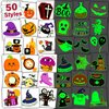 Partywind Glow Halloween Kids Party Decorations, Individually Cut Halloween Tattoos for Trick or Treat Party Supplies, Halloween Goodie Bag Stuffers Fillers (50 Styles)