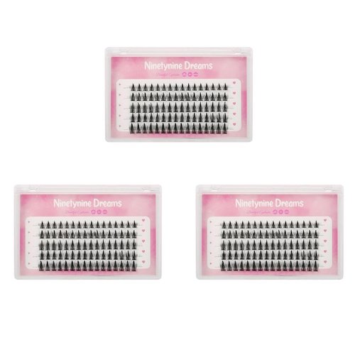 Ninetynine Dreams Tower Top Style Individual Manga Manhua Anime Lash Extensions (9-13mm) C Curl Reusable False Eyelash Soft & Lightweight Volume Lash (3 Packs)