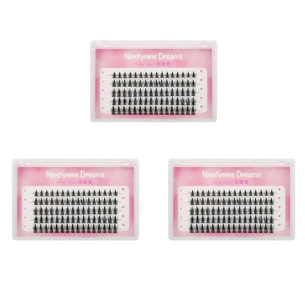 Ninetynine Dreams Tower Top Style Individual Manga Manhua Anime Lash Extensions (9-13mm) C Curl Reusable False Eyelash Soft & Lightweight Volume Lash (3 Packs)