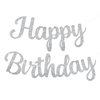 PatiCool Silver Happy Birthday Banner, Pre-Strung Glitter Silver Happy Birthday Sign, 10 Feet, NO DIY, Happy Birthday Letter, Happy Birthday Garland for Women Men Birthday Party Decorations Supplies