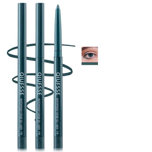 QIUFSSE 3PCS Shimmer Dark Green Shine Eyeliner Pencil,Creamy Pigmented Retractable Waterproof Eyeliner,Natural Matte Gel Eyeliner Pencil for Women（Dark Green Shine）