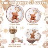 Bokon 200 Pieces Bear Baby Shower Decorations for 25 Guests Baby Shower Paper Plates Napkins Sets Bear Baby Shower Theme Party Supplies Including Plates Cups Spoons Napkins Knife Forks Straws