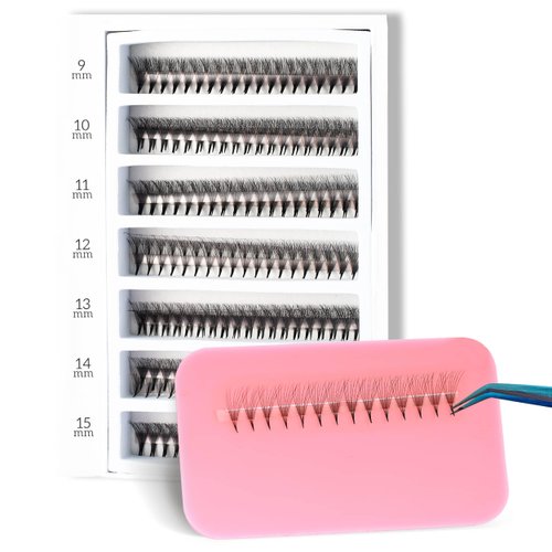 GLAMOREYELASH 1500 Promade Fans Ultra Mix 7| Natural Eyelash Extension 6D-8D-10D| Handmade Individual Lashes Extension 0.05/0.07mm Thickness|C D Curl|9-15mm Length(8D-0.05-D,Mix 9-10-11-12-13-14-15mm)
