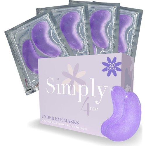 Simply4Me Under Eye Masks (20 Pairs) Collagen & Hyaluronic Acid - Reduce Wrinkles, Dark Circles, Puffy Eyes, Bags, Anti Aging Patches & Face Moisturizer Sensitive Skin Safe- Mothers Day