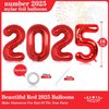 16 Inch Red Number 2025 Balloons, Big 2025 Number Balloons New Year Foil Red Balloons for 2025 Happy New Year Eve Celebration Decorations Party Supplies New Years 2025 Balloons Red