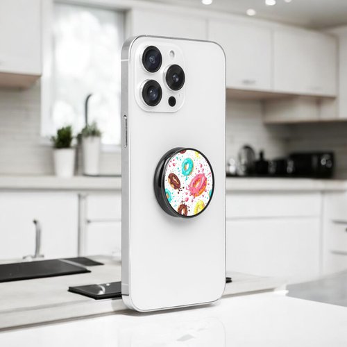 FAB POPS Phone Grip and Expandable Stand, Built in Magnets, Adhesive Attachment, Mounting Plate Included, Your All in one Cell Phone Grip (Donuts)