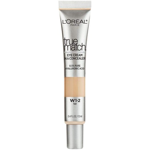 L’Oréal Paris Cosmetics True Match Eye Cream in a Concealer, 0.5% hyaluronic acid, Fair W1-2, 0.4 fl. oz.