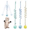 Audoloku 3 Pcs Cat Spring Toys with Self Adhesive Suction Cup Door Ceiling Hanging Cat Toy Interactive Kitten Coil Toys for Indoor Cat Ball Toys with Bell, Foldable Plush Rope Tail Cat Teaser Toy