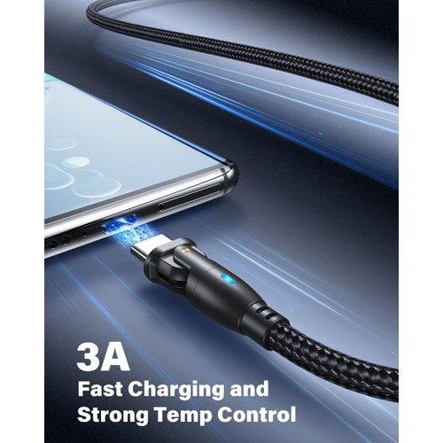 AUFU USB C Cable 6ft(3Pack-6.6ft/6.6ft/6.6ft), 180° Rotation USB to USB C Cable/3A USB C Fast Charger Cable/USB A to USB C Cable/Type C Charging Cable/USB C Charging Cord for Type C Device