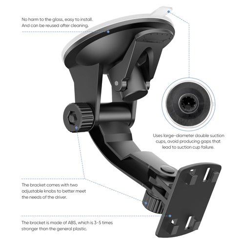 Backup Camera Monitor Mount,(4.3/5 in)PixelMan Upgraded Version Windshield Mount for Backup Camera Monitor,Vehicle Rear View Camera Monitor Suction Cup Bracket,Reverse Camera Display Cup Holder Mount