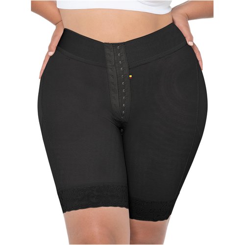 MARIAE FAJAS FC302 Colombian Low Tummy Control Shapewear Faja Butt Lift Short for Women, Black, Medium
