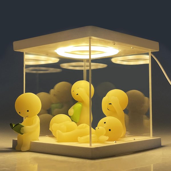 Glow in The Dark Figure Display Case- Mini Figures Acrylic Display Cases 4.7x4.7x4.7 Inch with Led Light, Open Design Clear Showcase Stackable Collectibles Display Box for Glowing Figures