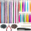15 Colors Hair Tinsel with Tools Kit 43 Inch 3000 Strands Sparkling Shiny Tinsel Hair Extensions with 10Pcs Synthetic Feather Hair 10 Pcs Rainbow Hair 100 Pcs Hair Beads 1 Pliers 2 Crochet Hooks 1Comb