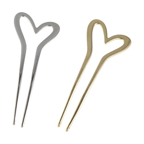 2Pcs Metal U Shaped Hair Pins, Alloy Sweet Love Heart Hair Sticks Fashion U-shaped Hairpins Simple Hair Forks Hair Style Tool Accessories for Women and Girls