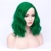MAGQOO Green Wig for Women Emerald Green Bob Wig Short Curly Wavy Green Wigs Side Part Synthetic Heat Resistant Cosplay Costume Party Wigs (Emerald Green)