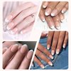Artquee French Tip Press On Nails Short Clear Nude Oval Designs False Nail White Edge Glossy Reusable Stick on Nails Manicure for Women Fake Nails Art in 12 Sizes - 24pcs Nail Kit