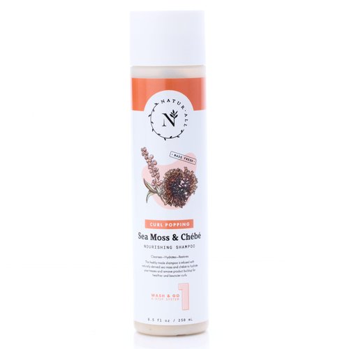 NaturAll Sea Moss & Chebe Wash & Go Hair Growth Shampoo – Volumizing Shampoo for Men & Women - Paraben-Free, Sulfate-Free Anti Frizz, Anti Thinning Clarifying Shampoo for All Hair Types 8.5 Oz