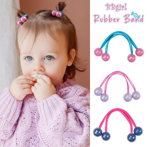 20Pcs Small Plastics Balls Hair Ties Round Bead Ponytail Holders for Toddler Girls Women Elastic Rubber Bands Bubble Hair Ties Beads Hair Accessories