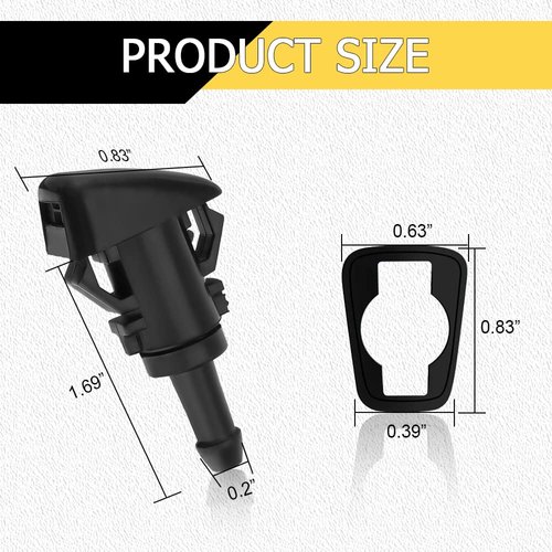 Windshield Washer Nozzles Kit, Washer Jet and 2 Meter Fluid Hose with Connector, Windshield Washer Hose Kit Compatible with Chrysler, Dodge, Jeep, Replaces OEM #: 4805742AB, 5113049AA