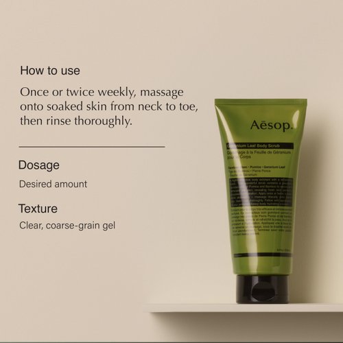 Aesop Geranium Leaf Body Scrub | Invigorating Exfoliant For Smooth, Hydrated Skin | Paraben, Cruelty-free & Vegan | 6.2 oz