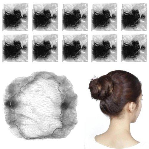 QIANCAIWANG 20 Pcs Invisible Hair Nets for Catering, Hair Bun Nets, Elastic Edge Mesh Hair Nets for Women, Girls, Food Service Workers (Black)