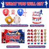 Baseball Birthday Party Decorations, Baseball Birthday Party Supplies Including Banner, Hanging Swirls, Foil Balloons, Latex Balloons, Cake Toppers, Backdrop and Tablecloth