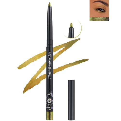 Chameleon Glitter Eyeliner Gel Pencil,Metallic Shimmer Gold Green Colored Gel Eyeliner Pen,Longlasting Waterproof Eye Liner Eyeshadow Cream Stick,High Pigmented,delineador de ojos contra el agua-03#