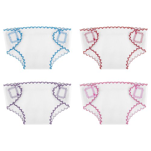 Aster 4 Pcs Baby Doll Diapers Underwear for 12-15 Inch, Reusable Doll Diapers, Baby Doll Accessories Suitable for Infant Dolls (Pink, Purple, Red, Blue)