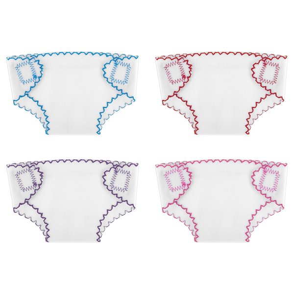 Aster 4 Pcs Baby Doll Diapers Underwear for 12-15 Inch, Reusable Doll Diapers, Baby Doll Accessories Suitable for Infant Dolls (Pink, Purple, Red, Blue)