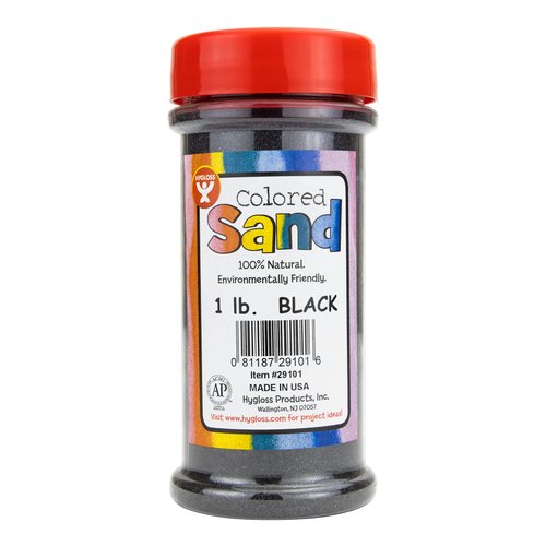 Hygloss Products Colored Play Sand - Assorted Colorful Craft Art Bucket O' Sand, Black, 1 lb