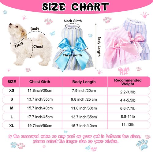 4 Pieces Dog Dresses for Small Medium Dogs Puppy Clothes Summer Princess Pet Dresses Girl Female Doggie Tutu Skirt Apparel for Chihuahua Yorkies Pup Cat Outfit(X-Small)