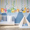 30Pcs Jungle Animals Theme Party Decoration,Safari Hanging Swirl Ceiling Whirl Party Supply for Boy Birthday Party Decorations, Baby Shower Party Hanging Decor