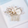 Missgrace Bride Wedding Crystal Pearl Leaf Rhinestones Dainty Hair Comb Gold Bridal Hair Pieces Rhinestone Bridal Hair Clip Flower Hair Side Combs Wedding Hair Accessories for Brides Women (Gold)