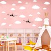 31pc Cloud Wall Stickers and 2pc Black Airplanes Decor Wall Decals for Nursery Kids Room Decor, CUNYA Vinyl Removable Clouds Wall Art Stickers Home Decoration (Mix Size 4-10 inch)