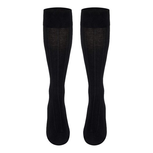 TOUCH Compression Socks for Women, 15-20 mmHg, Ribbed, Cotton, 1 Pair, Black, Small