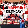 Boxing Birthday Decorations Fight Sports Wrestling Boxer Theme Party Supplies for boys 1 2 3 4 5 Year Old, Black-Red Balloons Backdrop Glitter Cake Toppers