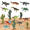 EOIVSH Desert Animal Figurines, 17pcs Model Trees Cactus Kit with Lizard Figures for Kids Toddlers, Reptile Toy Playset for Diorama Project Cake Topper Decorations