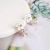 Sttiafay Vintage Crystal Flower Earrings Rhinestone Leaf Drop Earrings White Camellia Stud Earring Gold Cz Flower Bridal Earrings Jewelry for Women