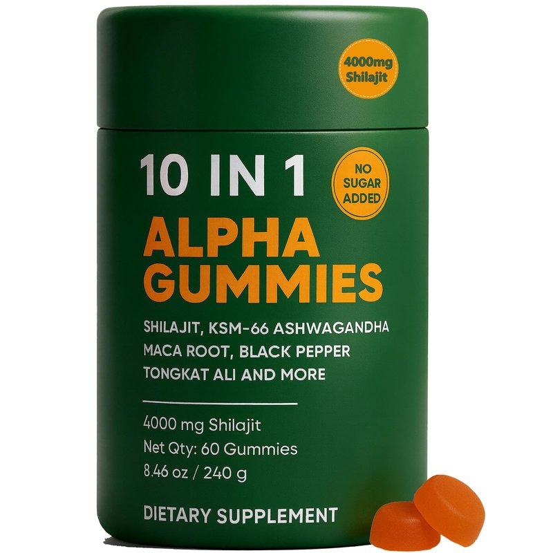 10-in-1 True Alpha Shilajit Gummies, 4000mg Himalayan Alpha Gummies for Men, Energy Boost, Immune...