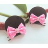 MeeTHan Pink Polka Dot Bows Mice Mouse Hair Clips Ears Elastic Bands Costume Accessories: M12 (Minnie Clips 6 CM-SK2)