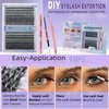 DIY Lash Extension Kit 280 Pcs Lash Clusters Kit Individual Lashes Natural 9-16mm D Curl with Bond Seal Tweezers Pearl Stickers False Eyelash for Beginner Eyelash Extensions at Home (30D+40D)