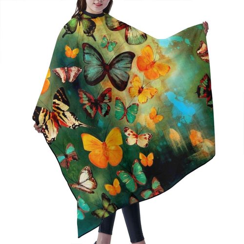 Colorful Butterfly Barber Cape Haircut Capes Salon Hair Cutting Capes Personalized Apron Hairstylist Hairdressing Cape 55 X 66 in