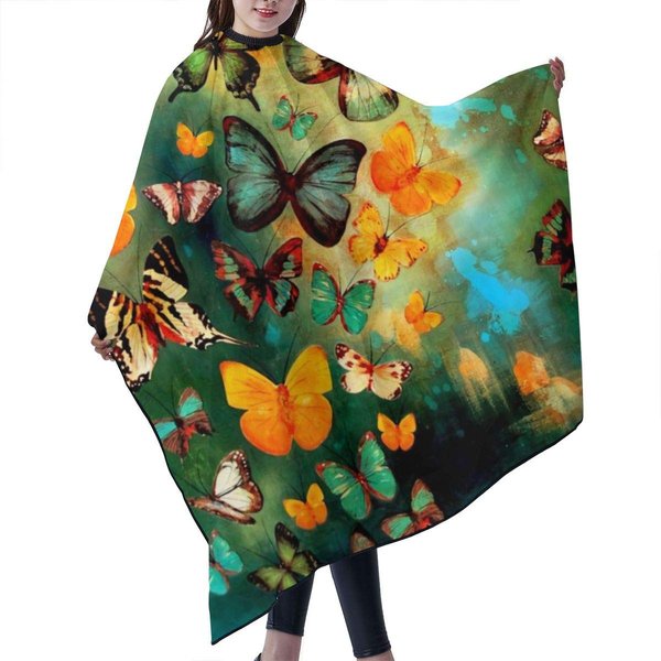 Colorful Butterfly Barber Cape Haircut Capes Salon Hair Cutting Capes Personalized Apron Hairstylist Hairdressing Cape 55 X 66 in