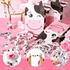 86 Pcs Cow Party Favors Supplies Include Cow Keychains Cow Silicone Bracelets Cow Party Paper Bags Treat Bags Cow Vinyl Stickers for Girls Kids Cow Farm Animals Cowboy Birthday Party Supplies