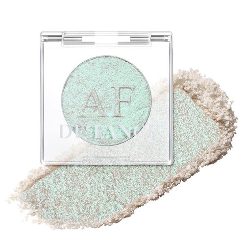 Highlighter Makeup Palette, Long Lasting New Formula, Dazzling Green-Silver Shimmer, Sheer Silver Base, Ideal for Face and Body Contour and Cheek Highlight (#04) Green-Silver Dazzling Shimmer